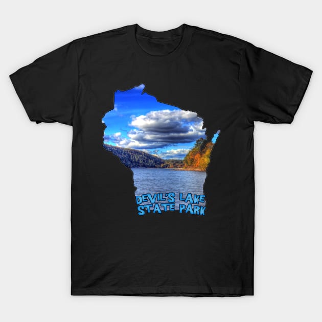 Wisconsin State Outline (Devil's Lake State Park) T-Shirt by gorff